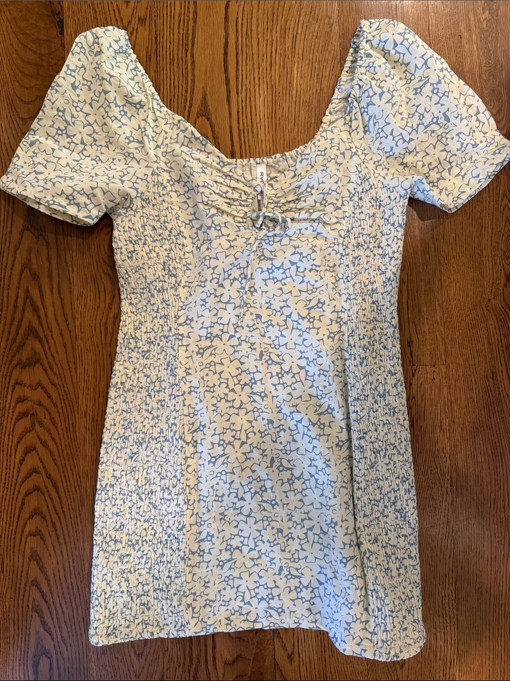 RVCA Cream and Light Blue Floral Mini Dress
